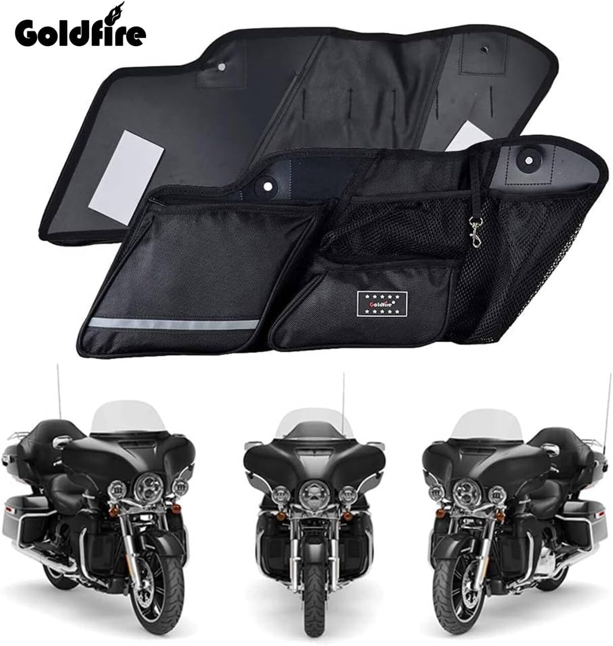 Goldfire Saddlebag Organizer Liners for Harley Saddle Bag Side Tool Organizer Storage Bag For Touring Road King Electra Glide Street Glide 2014-2024 Motorcycle Accessories(Black)
