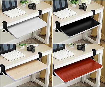 Ergonomic Under-Desk Keyboard and Mouse Holder Adjustable Height Sturdy Wood Space-Saving Design Retractable Keyboard Tray Ideal for Home Office and Gaming Setup