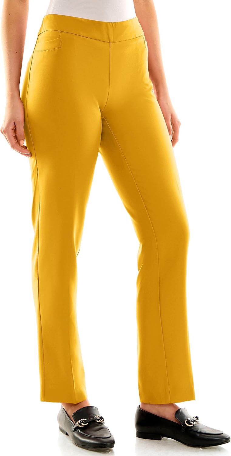 Zac & Rachel Womens Flattering Pull-on Slim Leg Pant with Tummy Control Panel