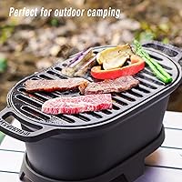 Vista 2 de IronMaster Mini parrilla Hibachi 100% de hierro fundido, pequeña parrilla de carbón portátil para acampar al aire libre, superficie de parrilla