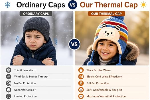 Buy ZARAKI Senior Primary Kids Fleece Inner Winter Knit Cap Ear