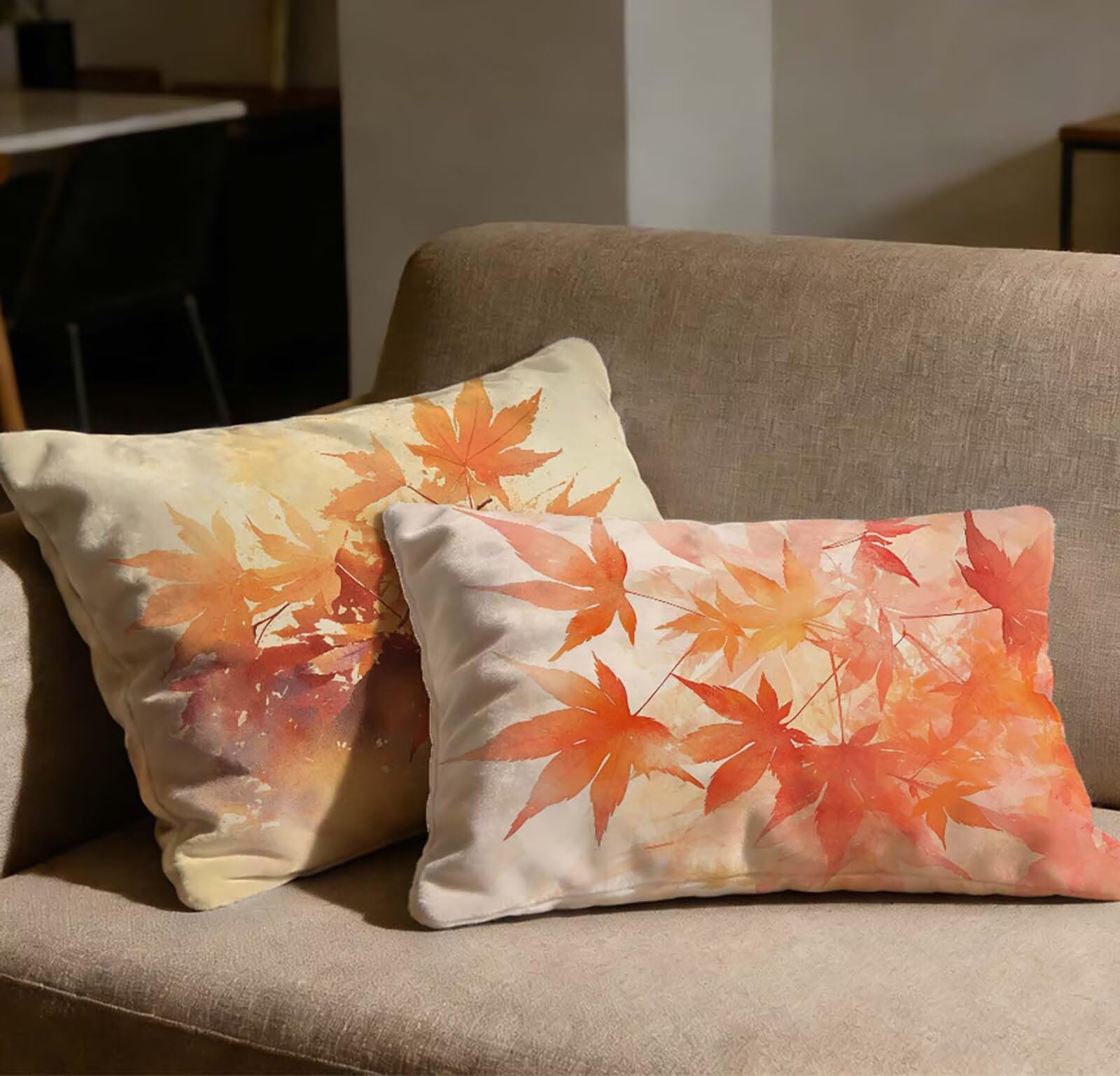 Taie oreiller 60x80 lot de 2 en velours orange rectangulaire avec fermeture éclair