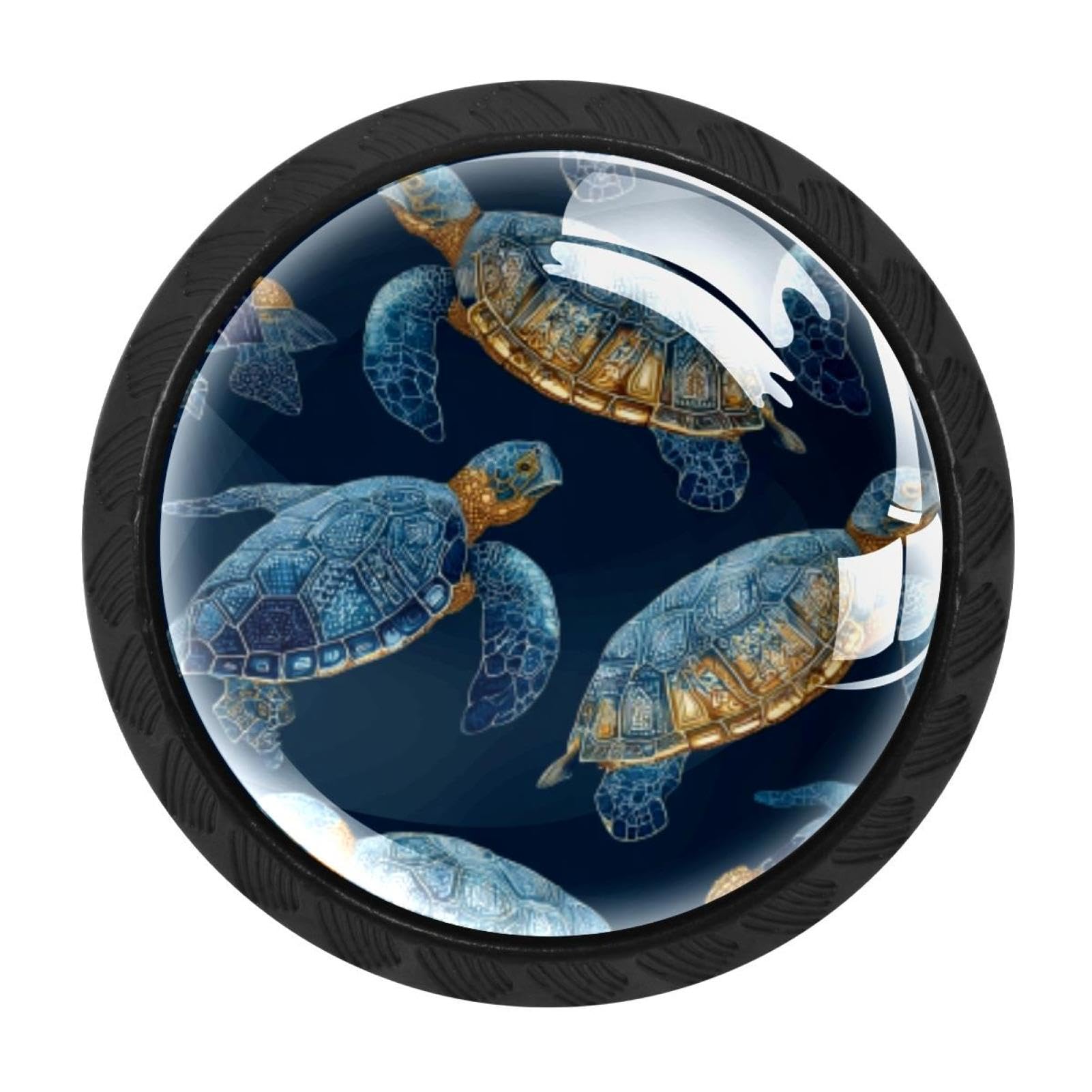 CHENZZZZ 4 Pack Tortoise Sea Turtle Pattern (1) Kitchen Cabinet Knobs Drawer Knobs Dresser Knobs Matte Black Zinc Knobs Drawer Pulls Door Knobs Dresser Drawer Handles Knobs for Dresser Drawers