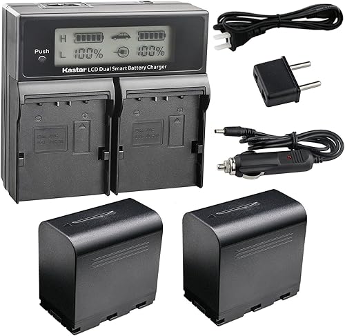 Miniatura 7 de Kastar Paquete de 1 batería SSL-JVC70 y cargador rápido dual AC LCD compatible con JVC GY-HM200U, GY-HM200HW, GY-HM200SP, GY-HM200SP Sports,