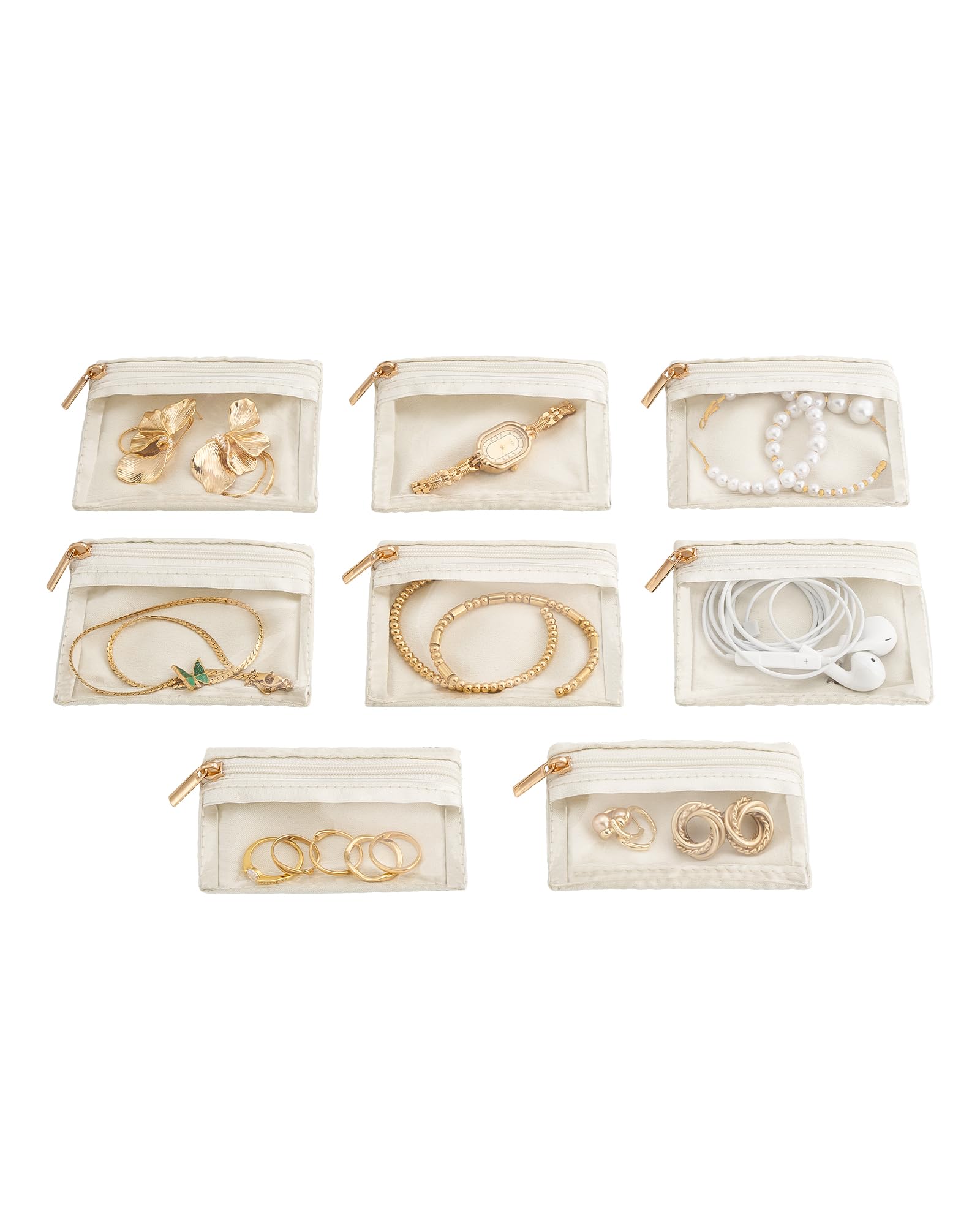 Lolalet 8 Pcs Jewelry Storage Bags for Traveling, Clear Zippered Jewelry Pouch for Women, Portable Velvet Pouches for Earrings, Rings, Necklaces &amp; Bracelets, Individual Organizer Bags for Girls Women