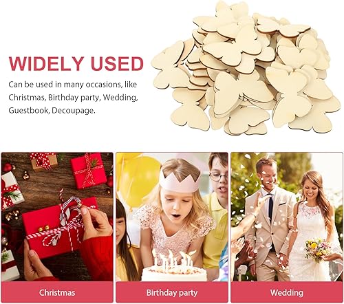 Miniatura 6 de TINKSKY 50 piezas de madera con forma de mariposa para manualidades, forma natural sin terminar, mariposa de madera, Navidad, boda, libro