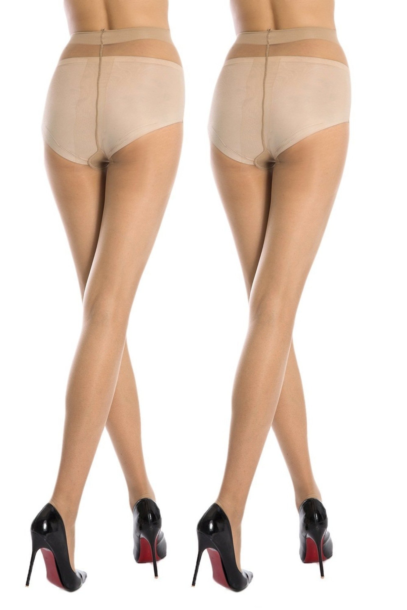 Neska Moda Women's Suspender Stockings (Pack of 2) (PantyHoseSK-2_Beige_Free Size) 1