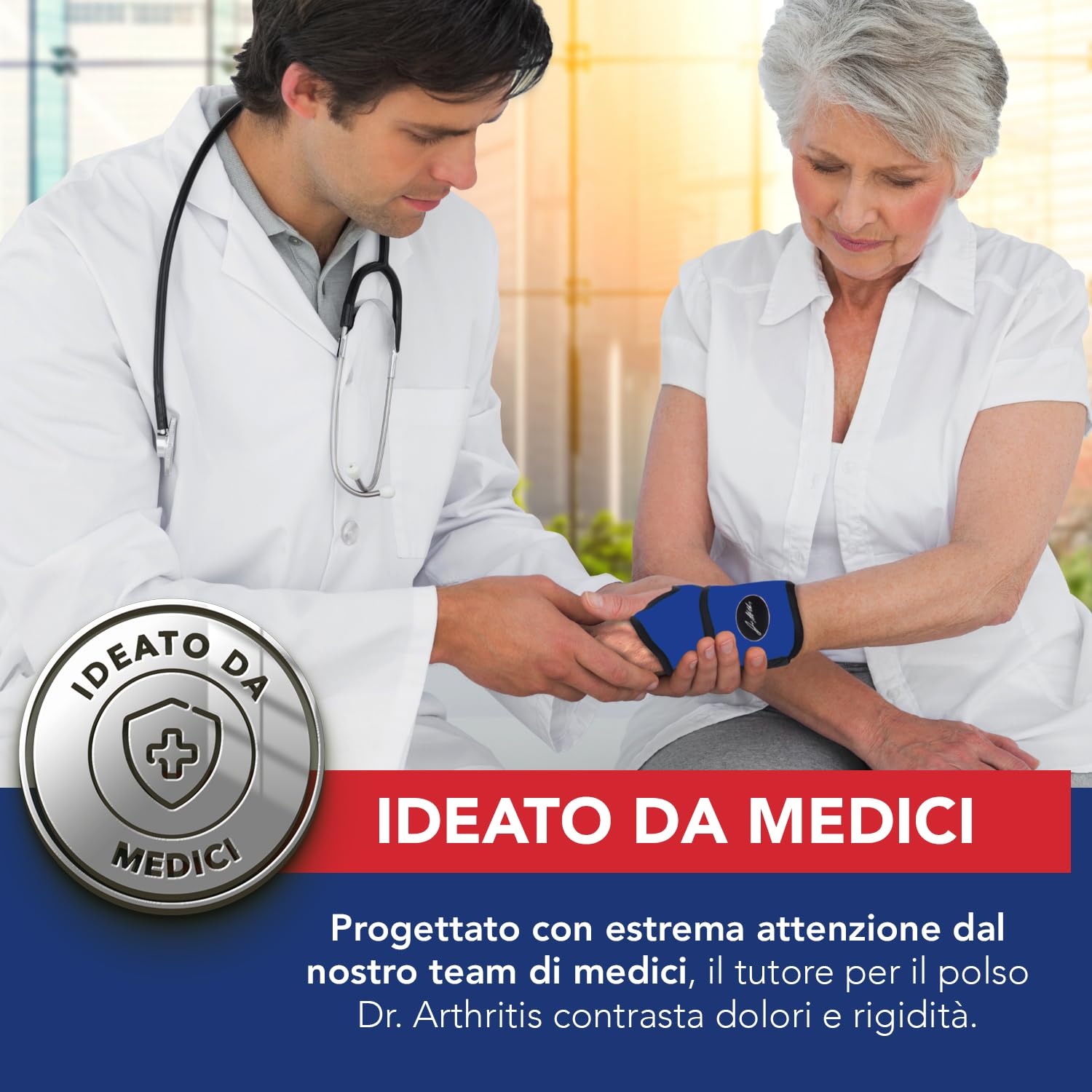 Tutore Polso con Rivestimento in Rame Ideato da Medici – Tutore Polso Sinistro e Destro per Tunnel Carpale – Fascia di Supporto con Chiusura a Strappo (Taglia Unica, Confezione Da Due, Blu)