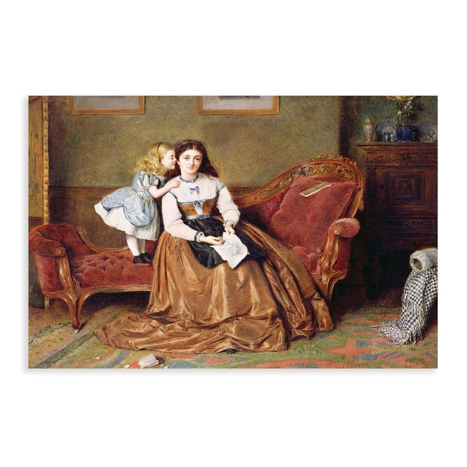 DFJyjFGJJ George Goodwin Kilburne,A Mother's Darling Canvas Poster Wall Art Bedroom Decor Office Room Kitchen Gift 12" L X 18" W