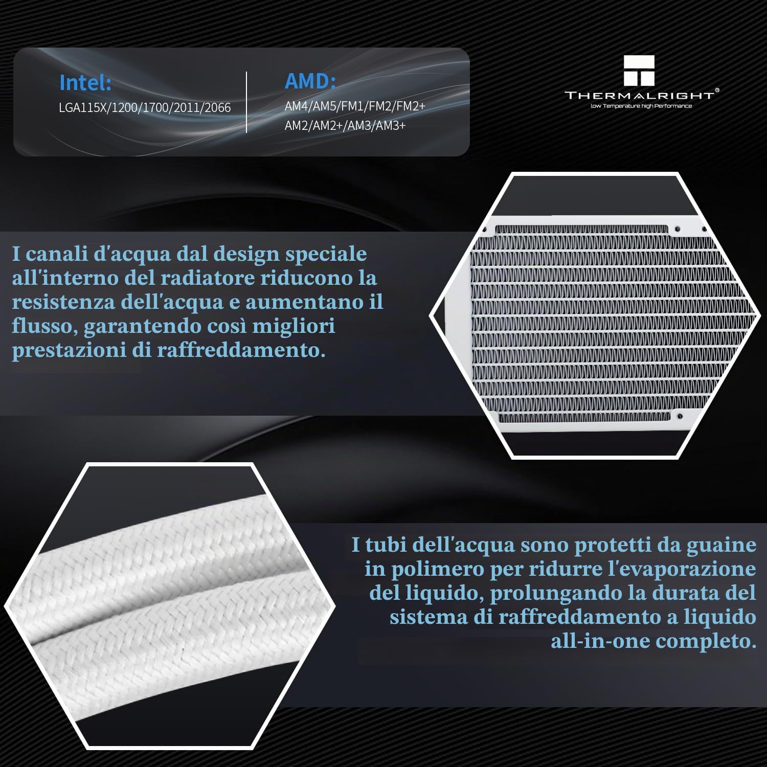Thermalright Aqua Elite 240 - Refrigeratore ad acqua per CPU ARGB, con doppia ventola PWM ARGB da 120 mm, velocità 1550 giri/min, per AMD/AM4/AM5 e Intel LGA1150/1151/1155/1156/1200/2011/1700