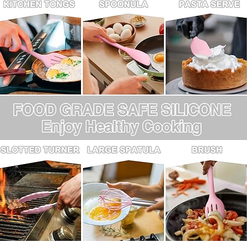 Miniatura 6 de Umite Chef 22 utensilios de cocina de silicona (rosa)