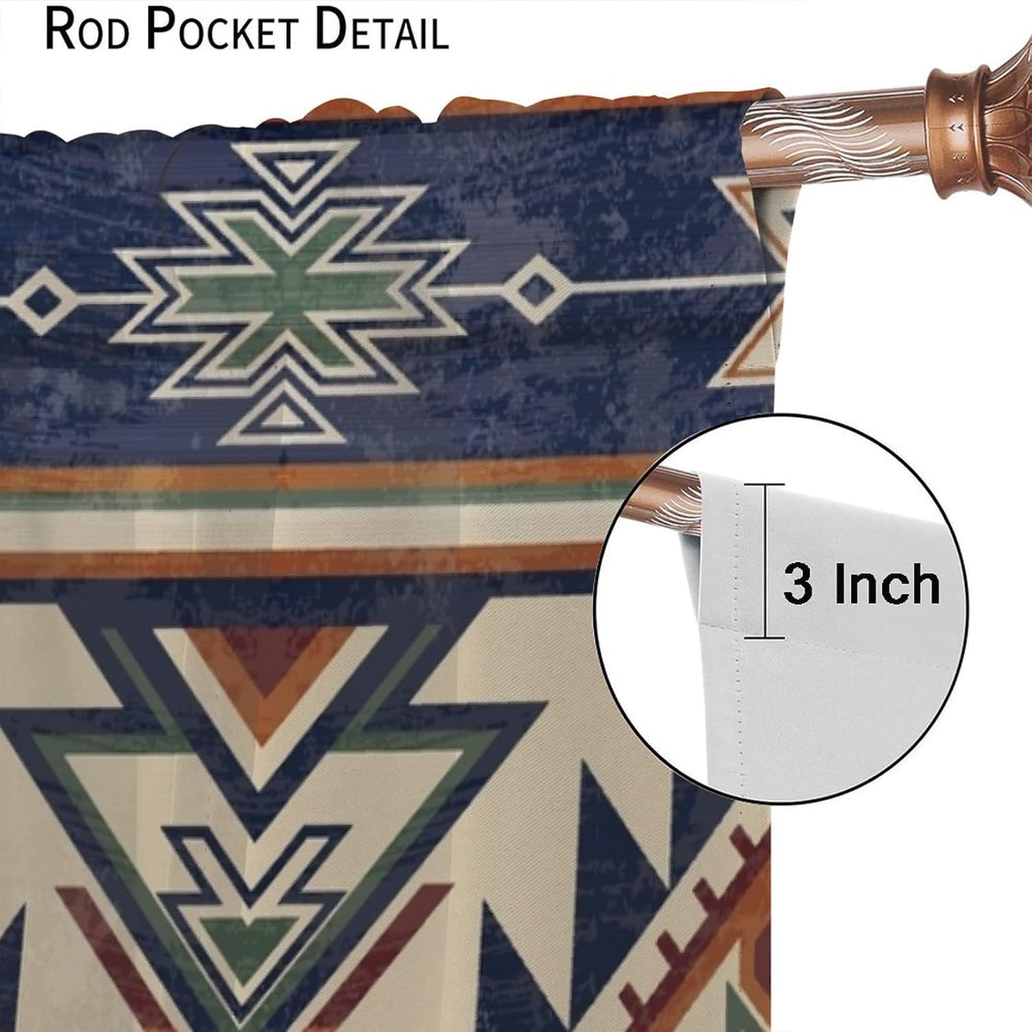 Southwestern Aztec Curtains Retro Tribal Navajo Pattern Window Treatment for Living Room Bedroom Kitchen Home Decor Window Drapes 42" W X 45" L - Image 5