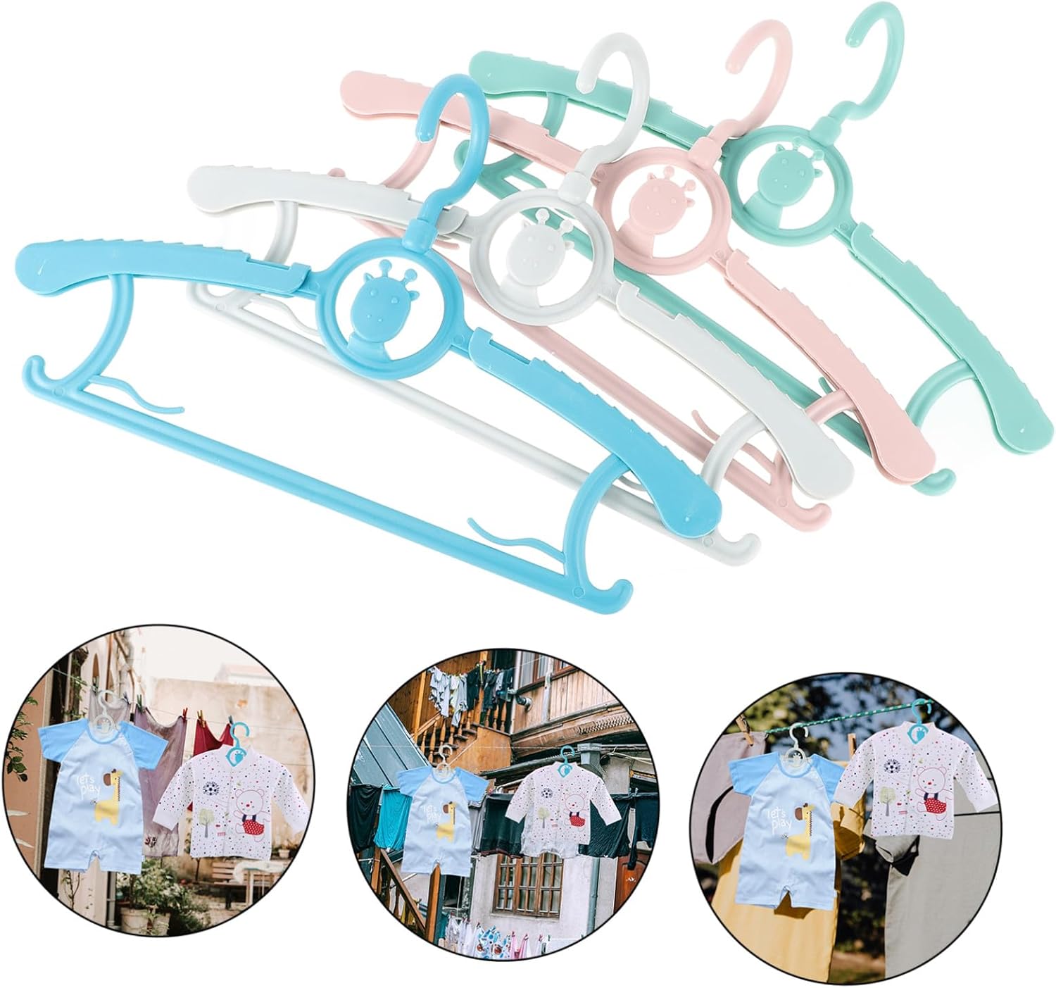 20pcs Clothes Hangers for Newborns and Small Nursery Closet Organizers in Blue Gray Green Pink Compact Wardrobe Hangers for Shirts Pants Coats Sweatshirts