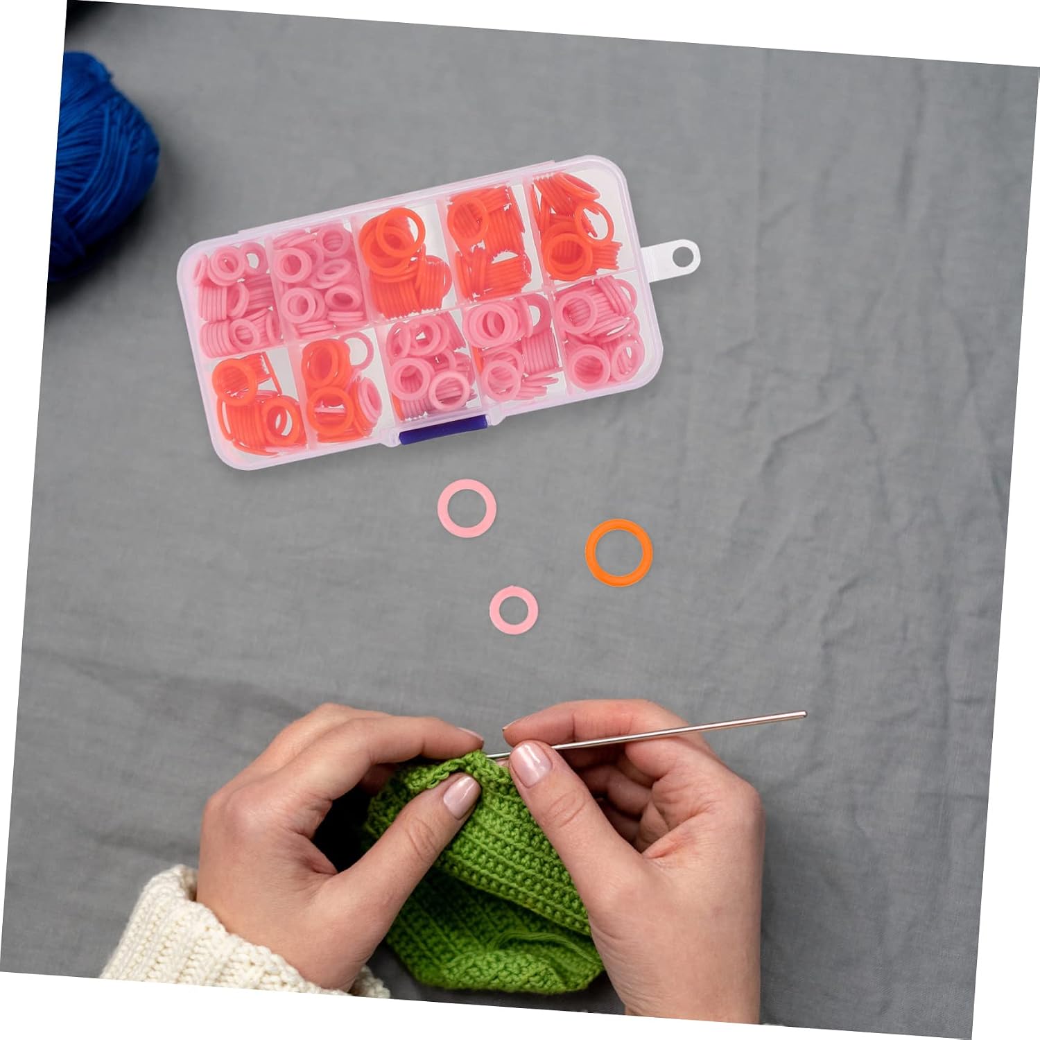 Tofficu 1350pcs Crochet Markers Safety for Knitting and Sewing Easy Use Locking Design for Quilting and Craft Projects Storage Case