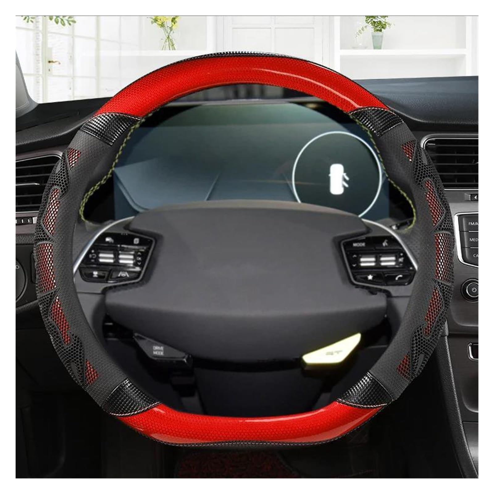 Pokrowiec na kierownicę samochodu w kształcie litery D 38 cm, pasuje do Kia EV6 2022, Stinger 2018 2019 2020 2021 2022 i Ceed GT 2018 2019 zielony