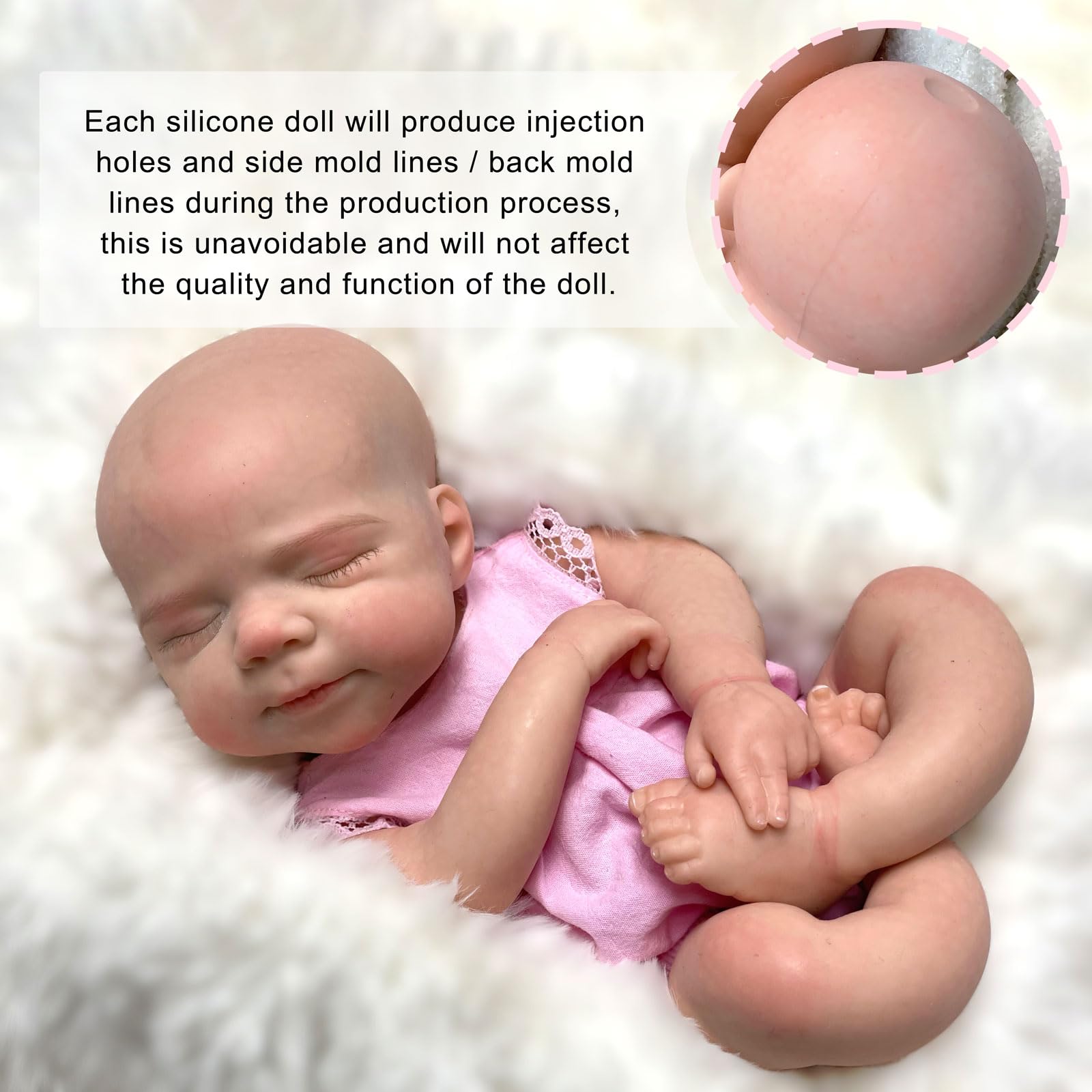 Gileutay 33cm Weiche Silikon Baby Puppe Mädchen Realistische Silikon Reborn Baby Puppen Lebensechte Schlafende Neugeborene Puppe Für Kleinkinder