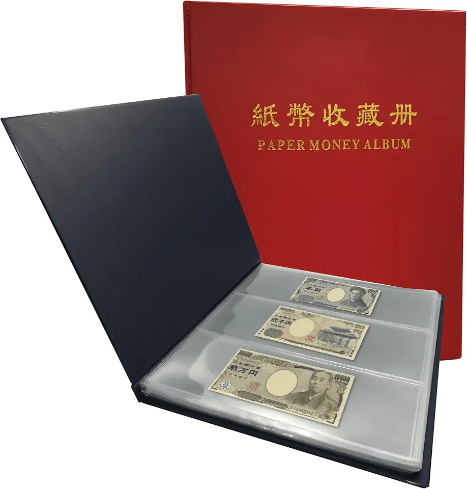 Álbum para Cédulas 3 Linhas 60 Compartimentos – Cores Variadas – Expositor e Armazenamento com Folhas Transparentes (Vermelho)