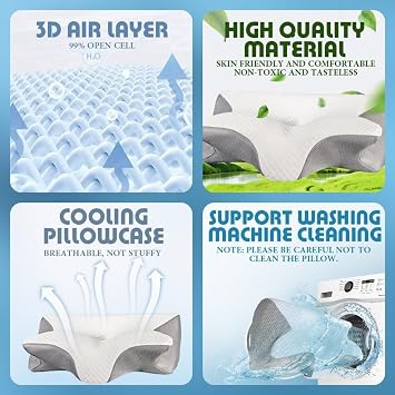 Memory Foam Pillow - Ergonomic Supportive Neck Pillow for Comfortable Side Sleepers