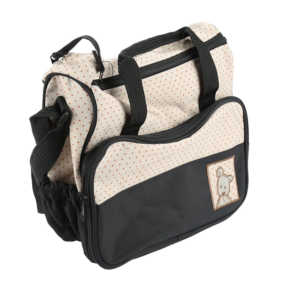 5pcs Sacs à Langer Multifonctionnels pour Bébé - Sacs de Voyage Enfant (Noir)