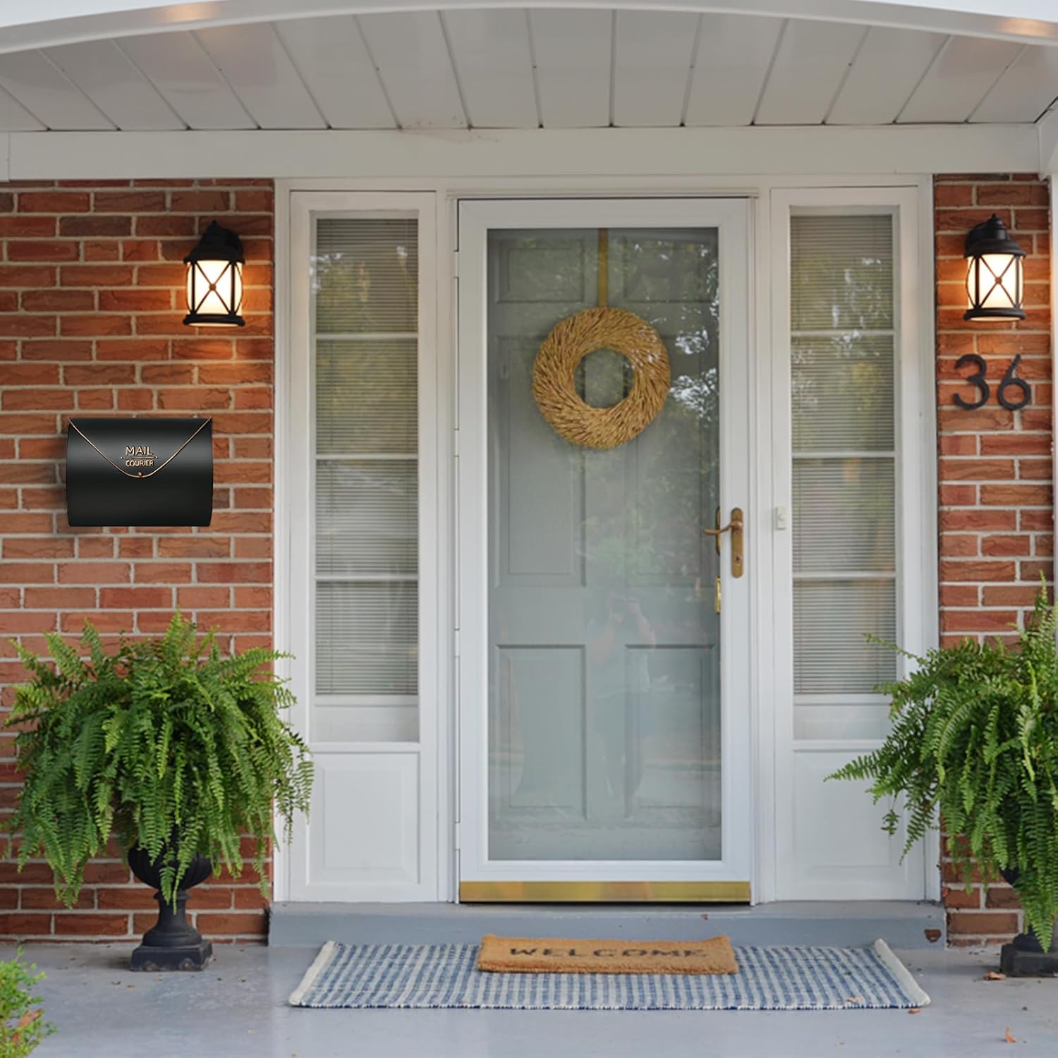 Outdoor Wall Mount Mailbox, 13 x 3.24 x 10.3 inch Black Waterproof Mail Box, Heavy Duty Wall-Mounted Mailboxes for Home, Envelopes, Magazines & Small Packages