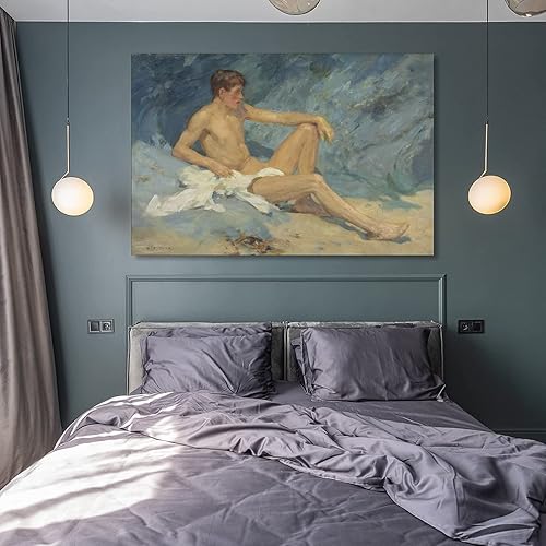 Miniatura 8 de Henry Scott Tuke - Póster decorativo para pared, diseño de nude, reclinable, sobre rocas, para sala de estar, dormitorio, 16 x 24 pulgadas