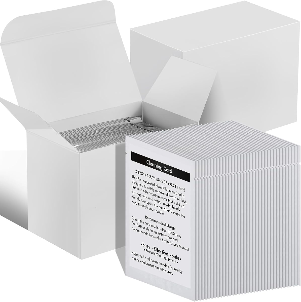 Sliner 100 Pcs Card Reader Cleaning Cards, CR80 Dual Sided for POS | For Credit Machine Terminals, Cleans Magnetic Strip Optical Sensors, Pre-saturated Sheets Ideal Printer Scanner Maintenance