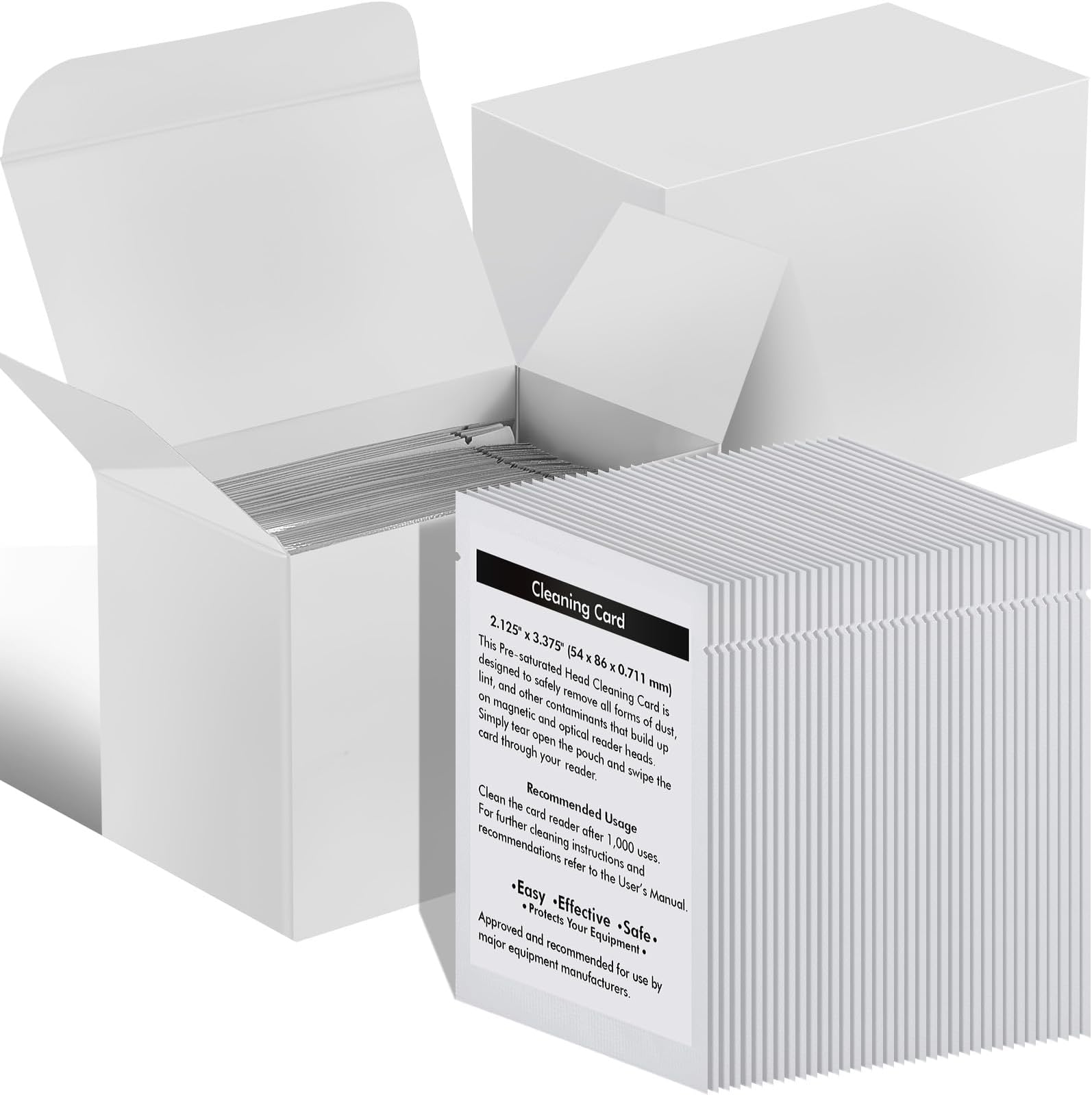 Sliner 100 Pcs Credit Card Reader Cleaner Cards Cr80 Reader Cleaning Dual Side Scanner Cleaning Sheets POS Swipe Terminal for Printer Optical Credit Machines