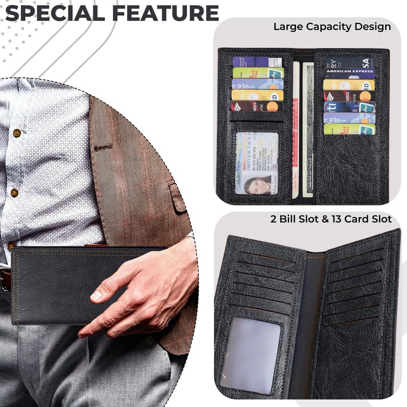 Image of Kraptick Bi-Fold Wallet Organizer, Card Holder for Men & Women, Stylish Long-Slim Design (MFP912)