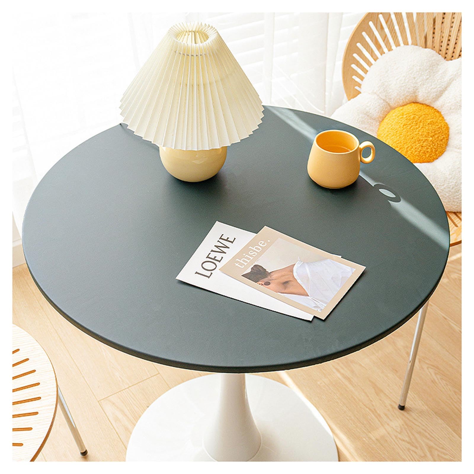 Nappe de table ronde en cuir de jardin idéale pour repas sur la terrasse