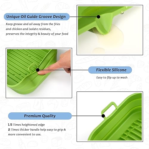 Miniatura 5 de Paquete de 2 Forros cuadrados de silicona para freidora de aire, cesta de silicona reutilizable para freidora de aire, olla de silicona fácil de