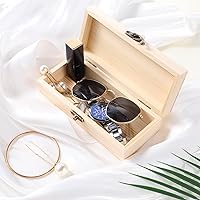 Vista 5 de 1 Pack Caja de madera sin terminar con tapa con bisagras y cierre frontal, caja de joyería de madera sin pintar para proyectos de arte DIY
