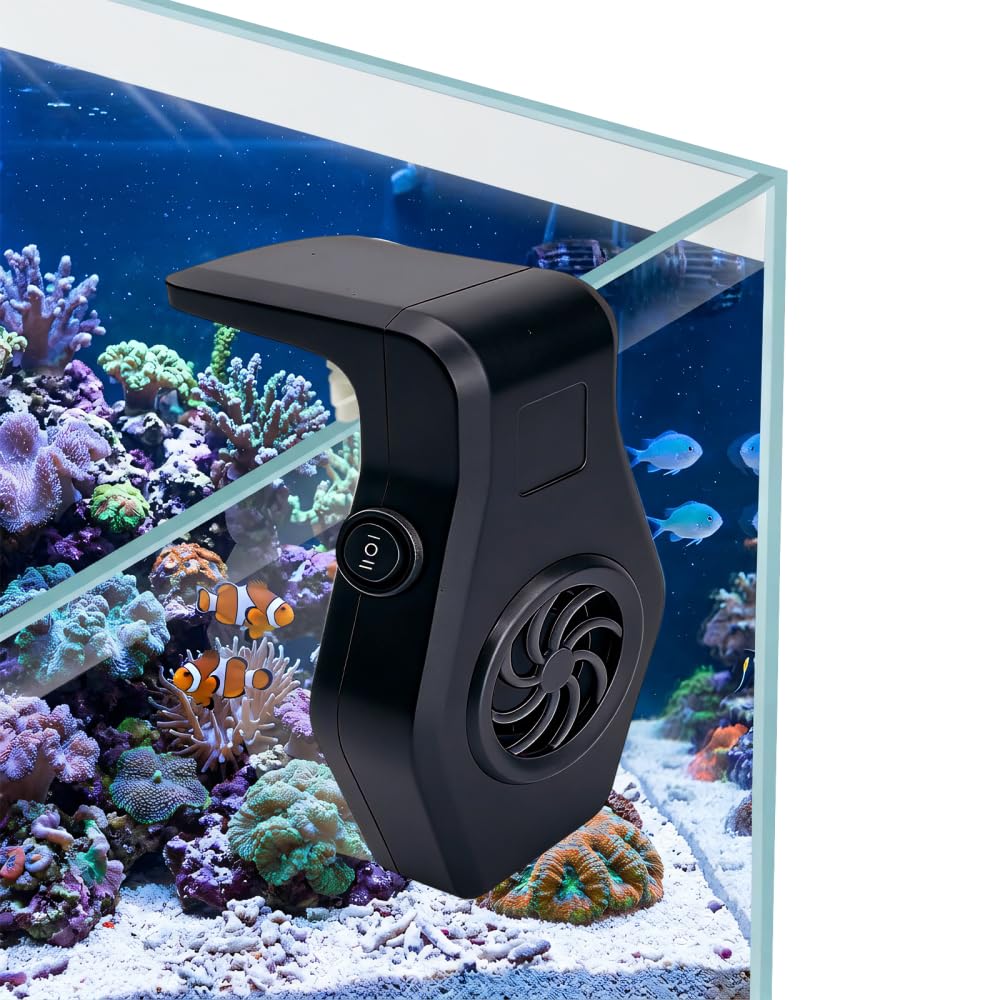 DONGKER Mini Aquarium Chiller Fan,USB Wall Mounted Fish Tank Cooling Fan with 2 Speed Modes Low Noise for Shrimp, Coral, Tropical & Saltwater Freshwater (Up to 10mm Thickness,within 60 * 60cm Tank)
