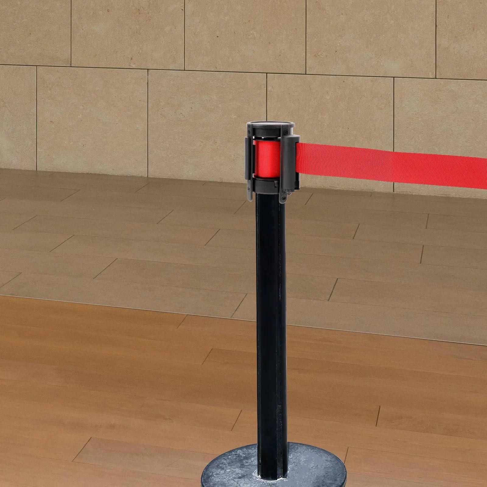 Cinta Balizamiento Montado En Pared Barrera de seguridad con cinta aislamiento y barandilla for colas, barrera retráctil peligro for advertencia para Aeropuertos