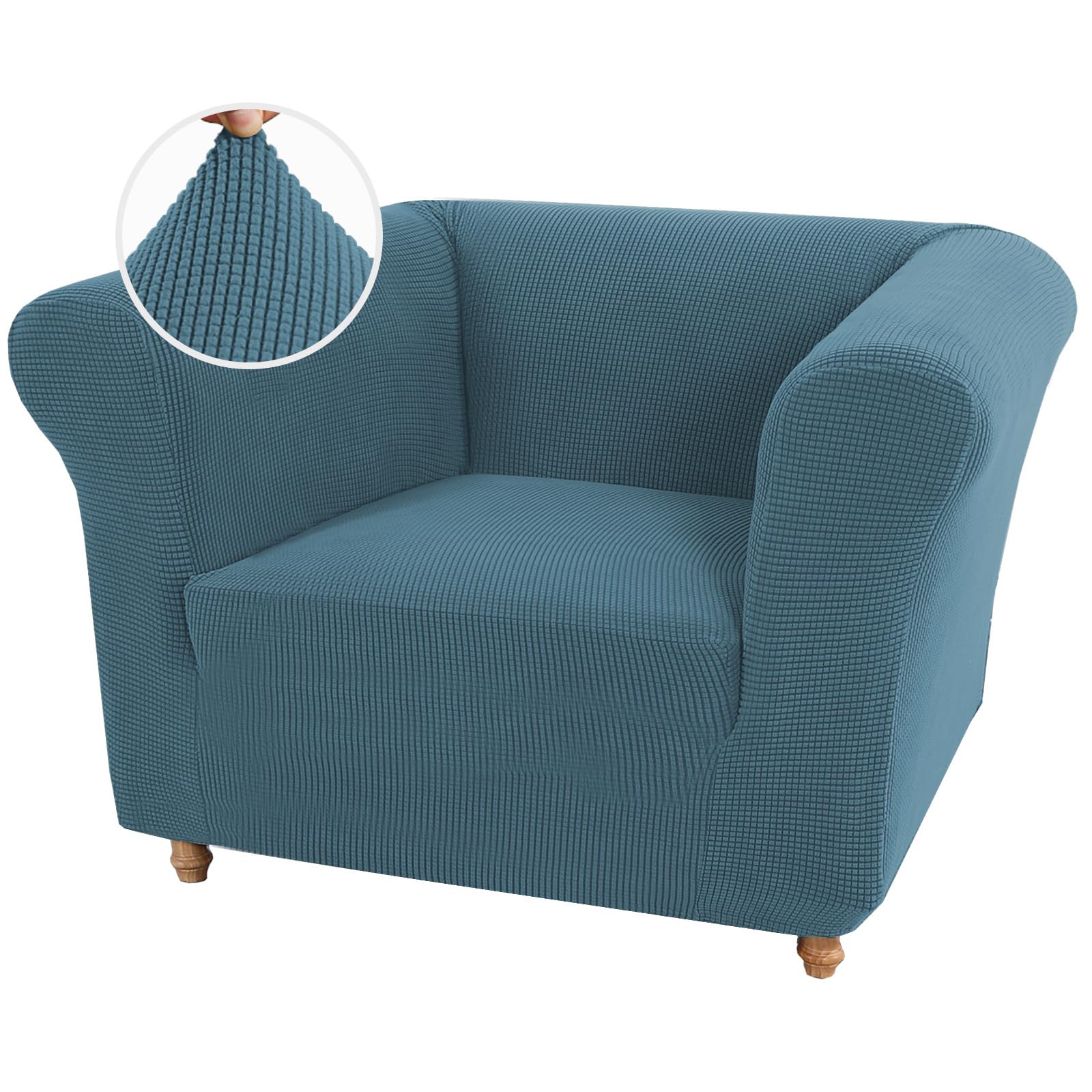 XDKS Stretch Chesterfield Sofa Cover, Couch Slipcover for Living Room Couch Cover Soft Non-Slip Sofa Cover Furniture Protector for Dogs Feature Thick Jacquard Fabric (1 Seater,Dusty Blue)