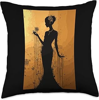 Elegant Mysterious Shadow Woman Rose Luxury Throw Pillow
