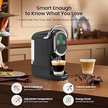 Magician1 ミニコーヒーメーカー ネスプレッソオリジナル ドルチェグスト ラバッツァブルー ESEポッド用 19バー エスプレッソマシン グラインド用 温度とカップサイズ調節可能なコーヒーマシン