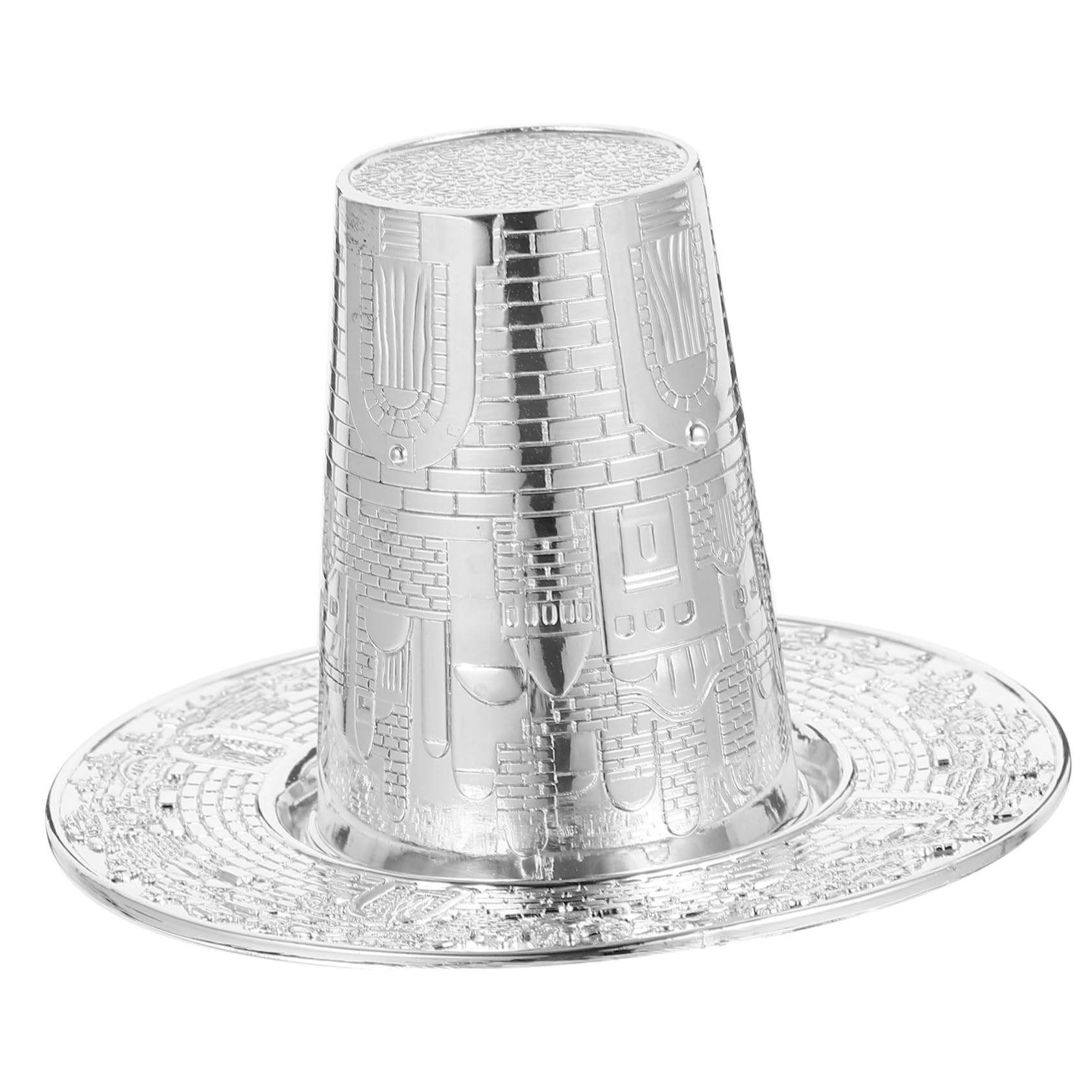 Tasse Kiddush sculptée en métal élégant avec plateau de Shabbat