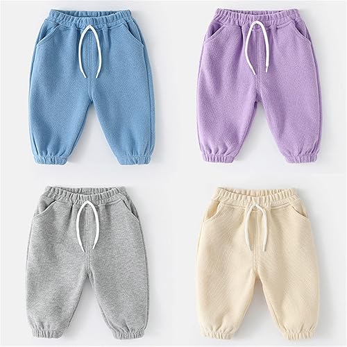 Miniatura 2 de Pantalones deportivos para bebés y niños pequeños, ropa para niños, color liso, pantalones deportivos con cintura elástica, pantalones deportivos