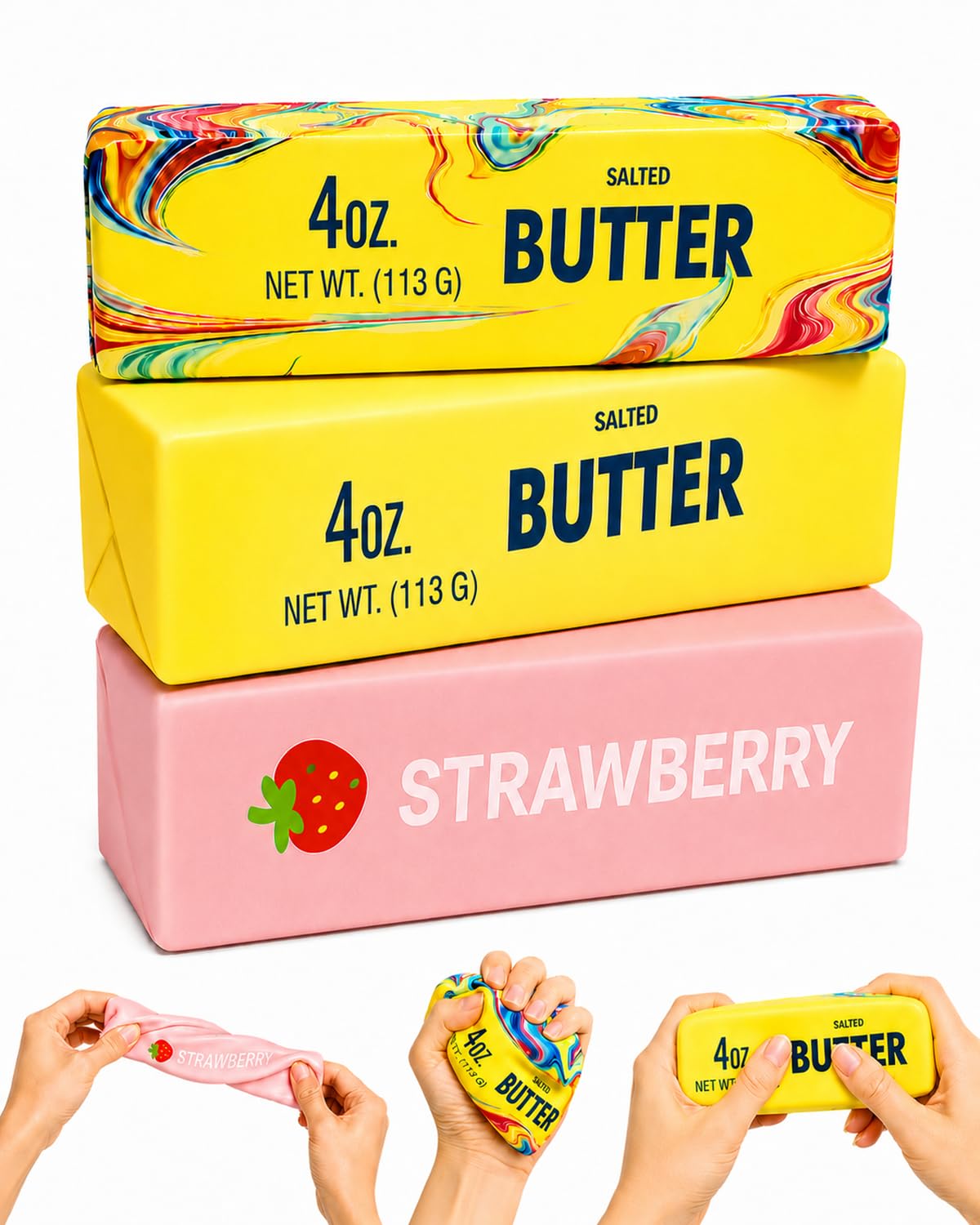 3Pcs Butter Squishy Set for Adults, Slow Rebound Soft Butter Stick (3pcs)