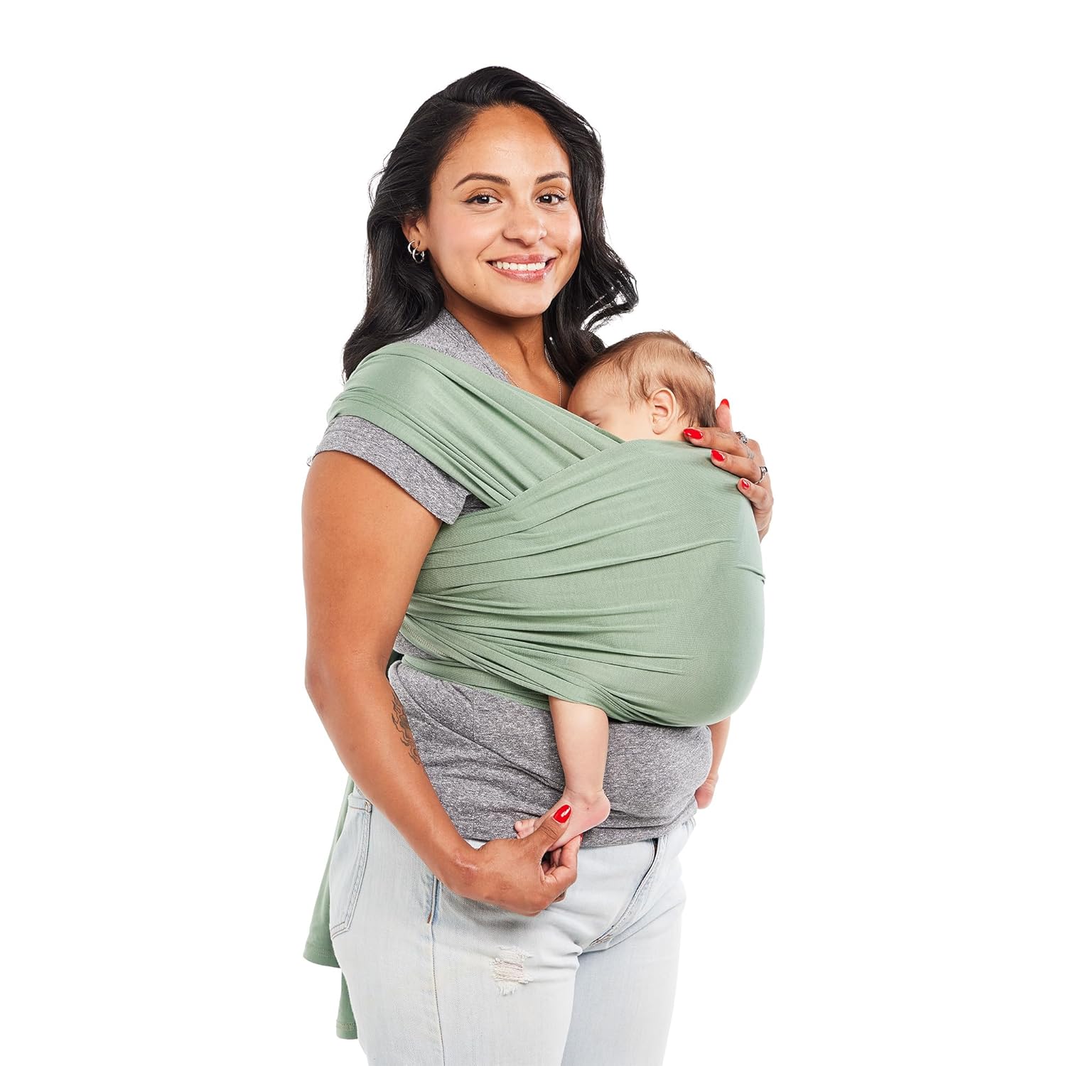 Baby Tula Stretchy Tencel™ Baby Wrap Carrier – Soft Newborn & Infant Wrap Sling, Ergonomic Hands-Free Baby Carrier, Breathable & Adjustable, Eco-Friendly for 8–25 lbs – Sage Baby Tula Stretchy Tencel™ Baby Wrap Carrier – Soft Newborn & Infant Wrap Sling, Ergonomic Hands-Free Baby Carrier, Breathable & Adjustable, Eco-Friendly for 8–25 lbs – Sage