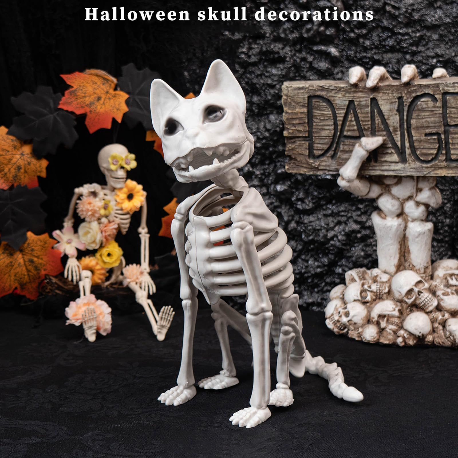 Amazon.co.jp: Milageto リアルな猫の骸骨 ハロウィン骸骨
