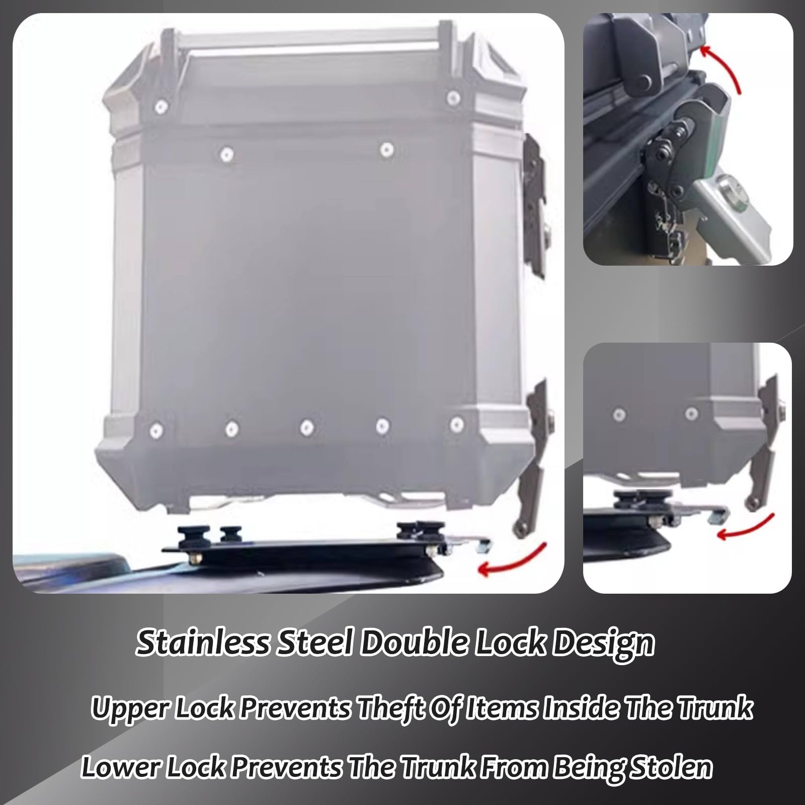 Baúl Moto Aluminio 45L Impermeable con Cerradura y Base Universal