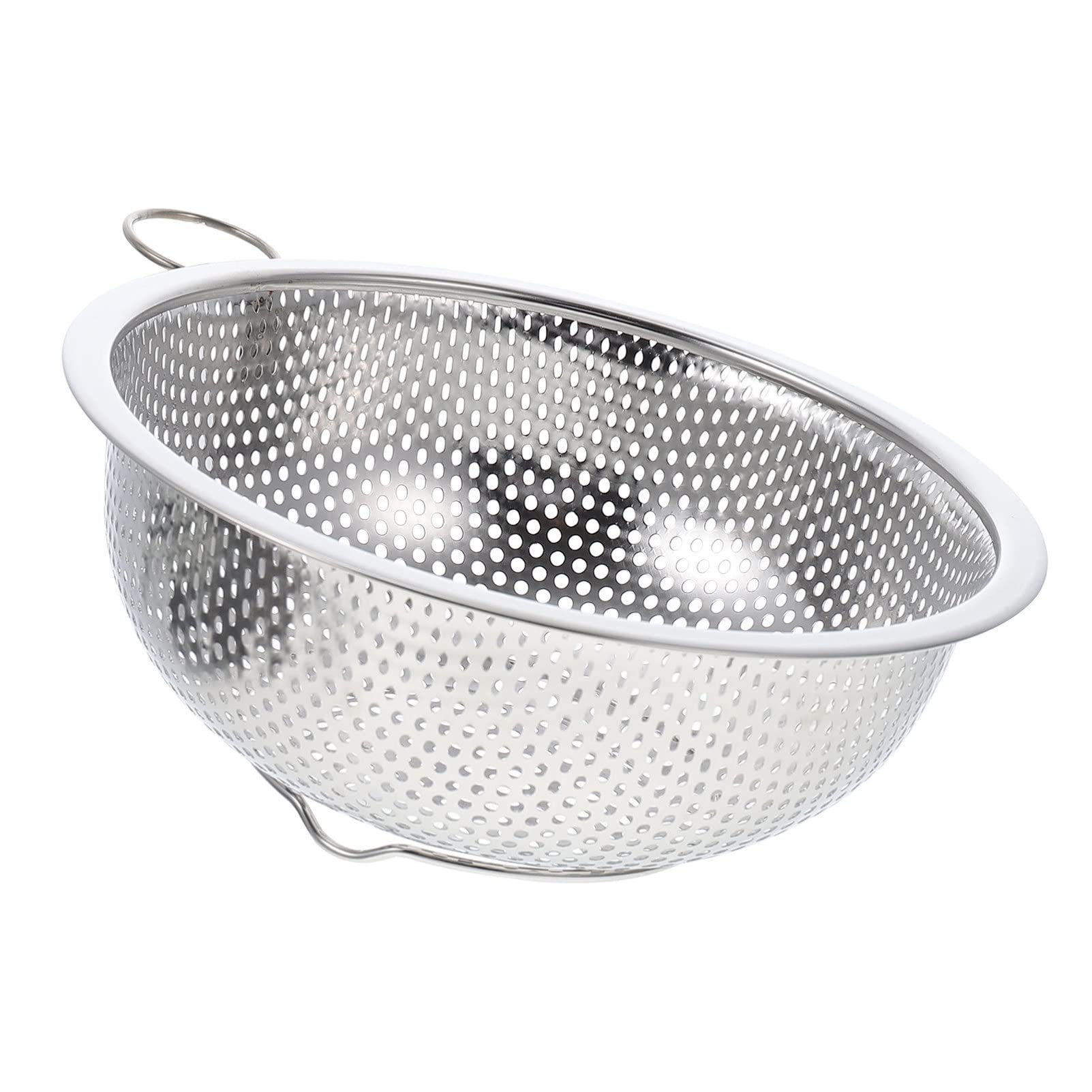 Colador de Cocina de Acero Inoxidable con Asas Resistentes para Pasta, Frutas y Verduras - Colador de Malla Grande para Fideos, ensaladas y Bayas - Tamaño 19,5 x 19,5 x 7 cm
