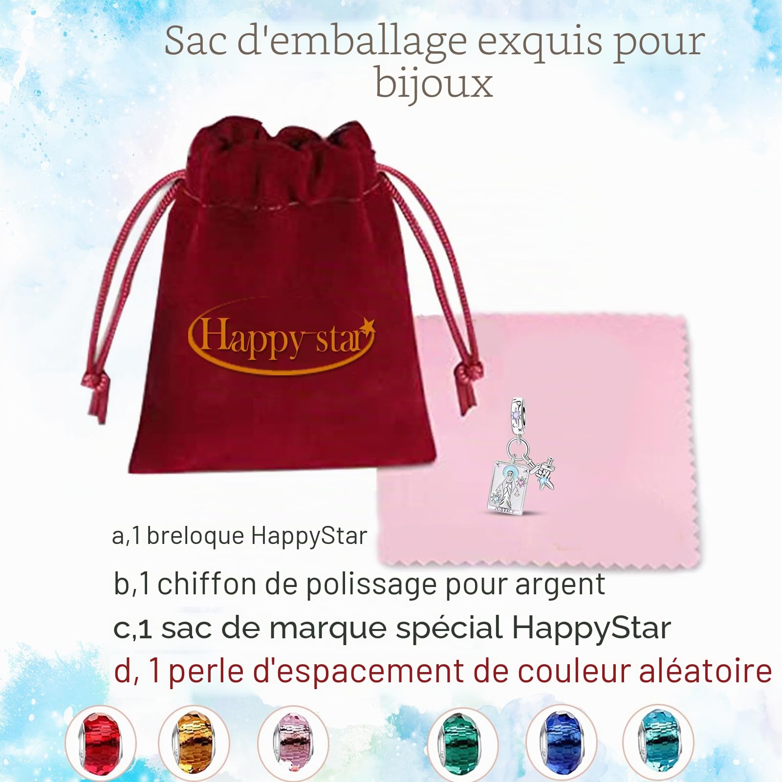 HappyStar Argent 925 Sterling Rose Fleur Charme Carte Tarot Pendentif Bead Charms femme pour fit Pandora Bracelets Européens Colliers Bijoux Saint-Valentin Cadeau
