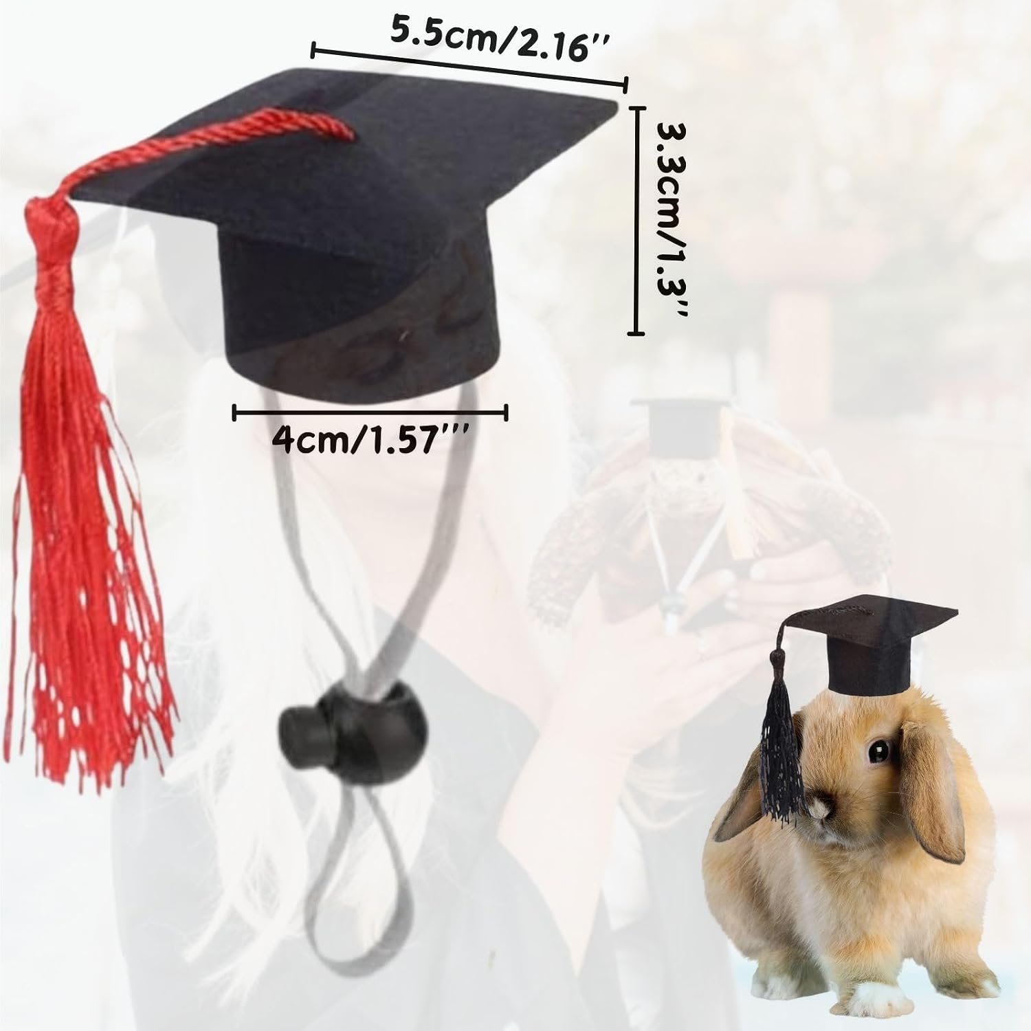 4 Pack Mini Pet Graduation Caps-Small Animal Bachelor Hats with Bright Tassel for Guinea Pigs Hedgehog Turtles Rabbit Ferret Photo Props Holiday Costume Accessory