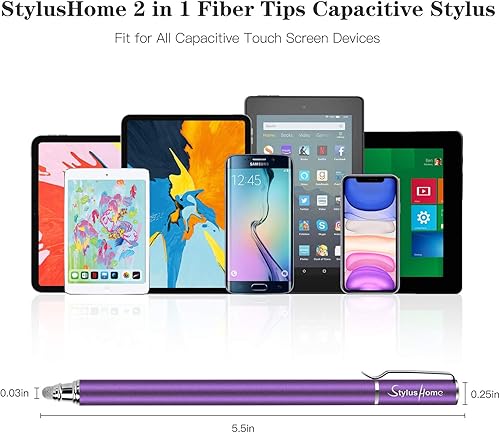 Miniatura 5 de StylusHome Bolígrafos capacitivos para pantallas táctiles (6 unidades), puntas de fibra 2 en 1 con sensibilidad capacitiva con 12 puntas extra