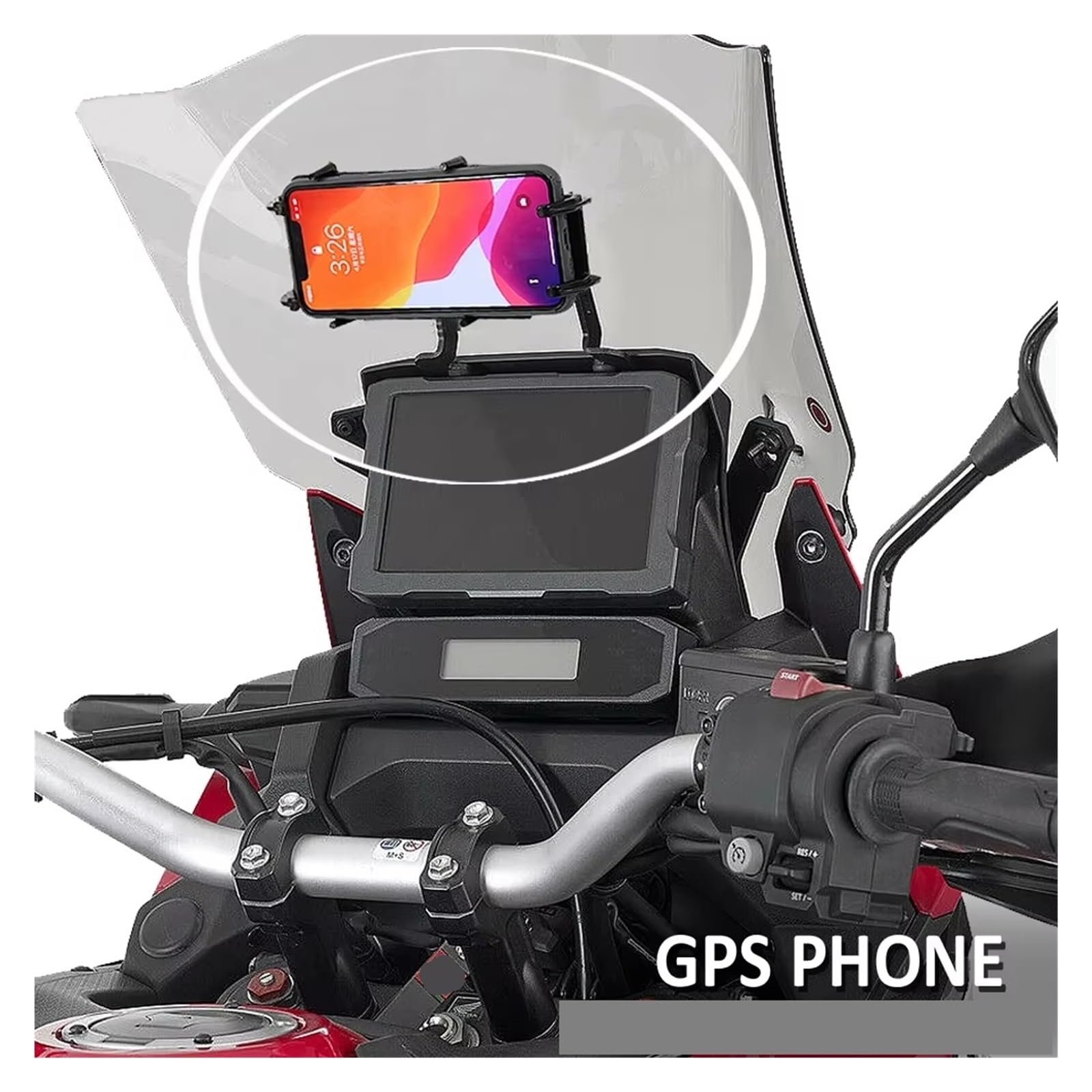 pour CRF1100L pour Africa Twin 2020 – 2024 Support De Téléphone Avant pour Moto Plaque Navigation GPS Support Guidon Moto GPS(A Set)