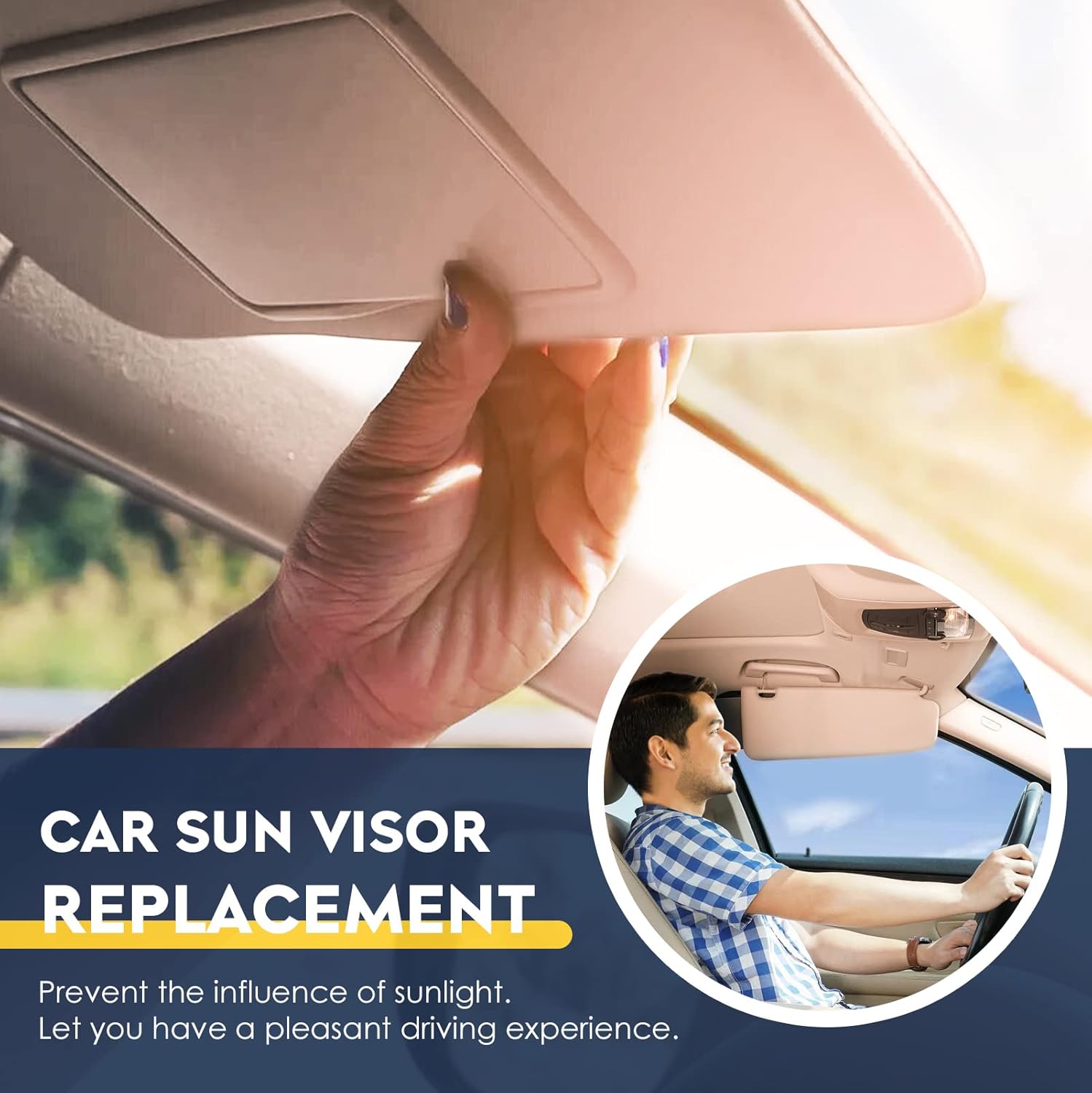 2Pcs Driver & Passenger Side Sun Visor Without Light Fit for Honda Civic 2006 2007 2008 2009 2010 2011, Replace for 83280-SNA-A01ZC, 83230-SNA-A01ZC (Beige)