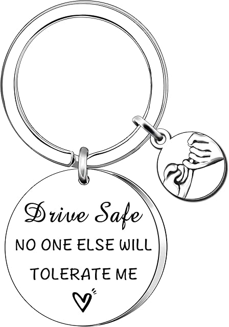 Drive Safe Keyring for Boyfriend Gifts from Girlfriend Cute Valentines Christmas Gifts for Him Her Husband Birthday Presents from Wife Fiance Couple Gifts New Driver Gifts for Son Friend Women Men