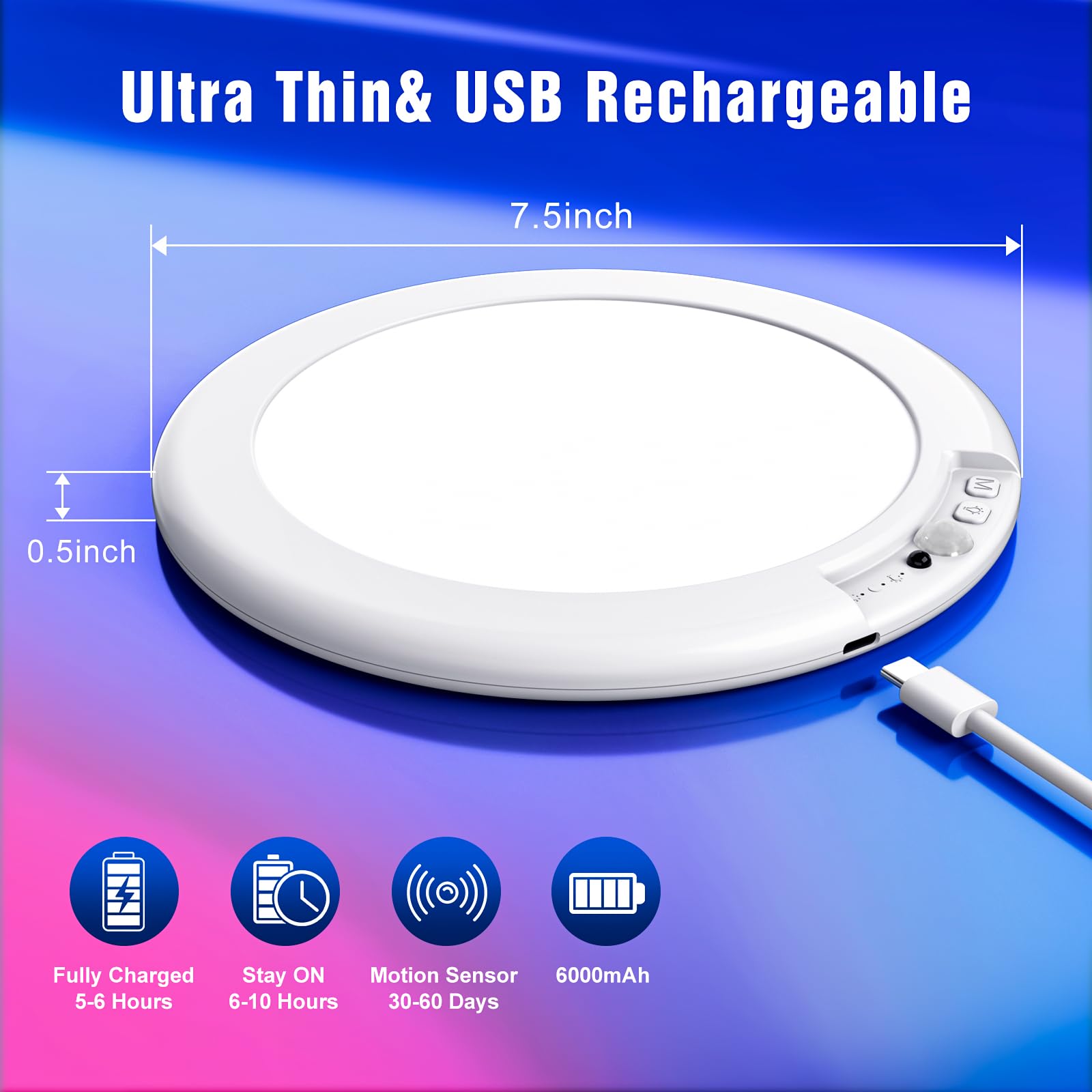 Rodalims Shower Lights For Inside Shower - 2 Packs Rechargeable Ceiling Light With Remote, Color Changing & White Timing Light, Motion Sensor Battery Powered Shower Lamp For Bathroom Closet Patio